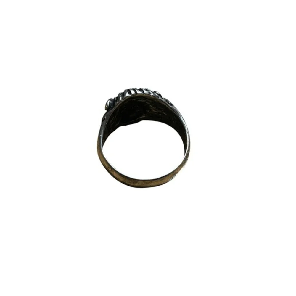 Vintage Sterling Silver Lion Head Ring Ruby Eyes SZ 9 Atlantic‎ Jewelry Co